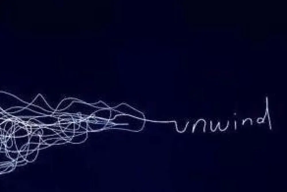 Tangled line unwinding into the word unwind